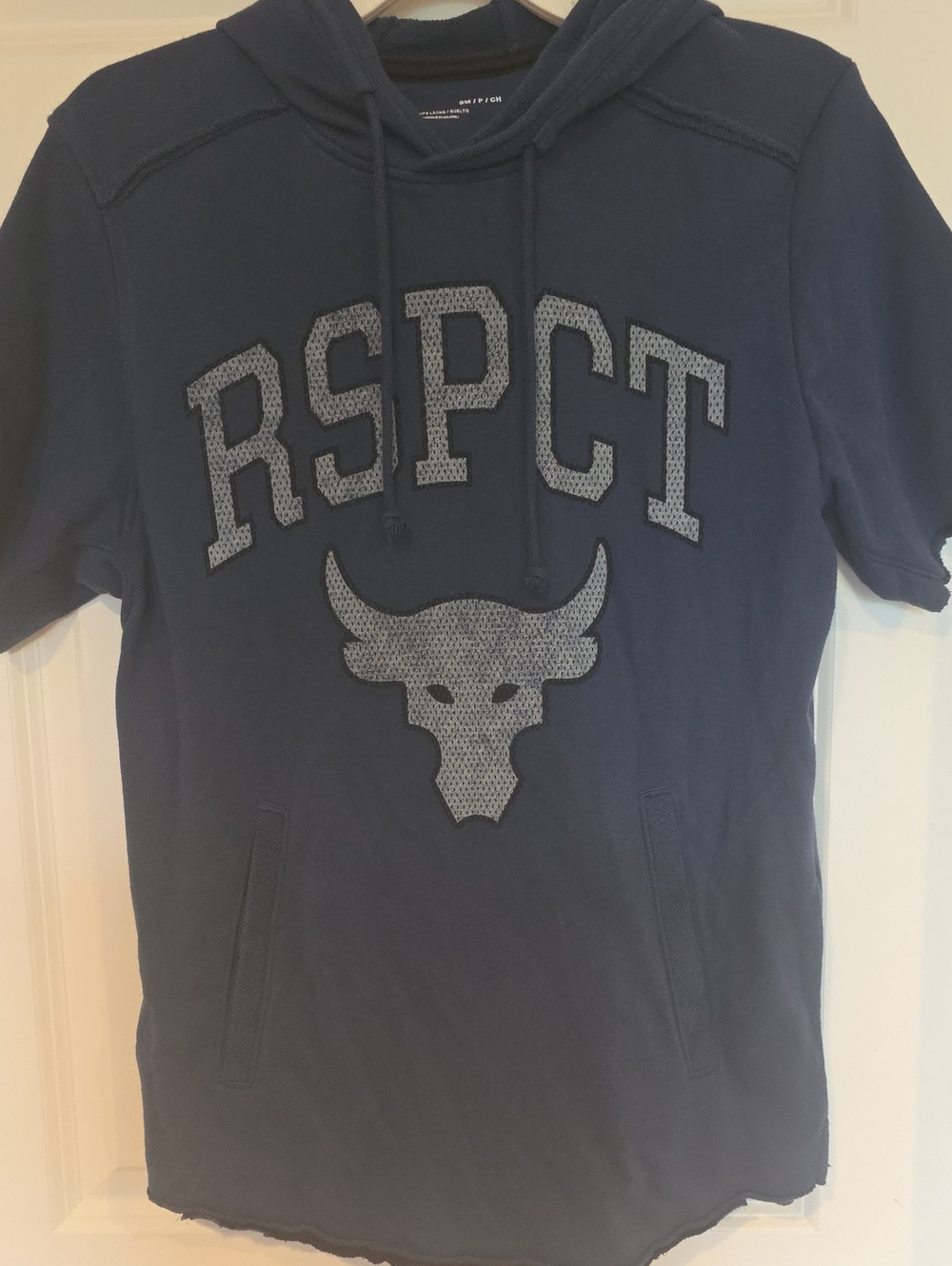 Under Armour Navy Short-Sleeve Hoodie with 'RSPCT' Bull Graphic